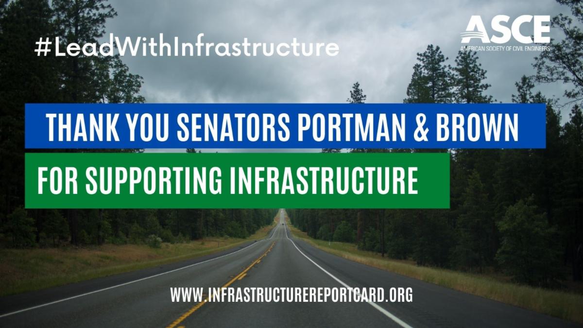 ASCECleveland's tweet photo. Thank you for your bipartisan support of the Infrastructure Bill Senators Portman and Brown! @ASCEgovrel @senrobportman @SenShorrodBrown https://t.co/9Jhs7DFdJX