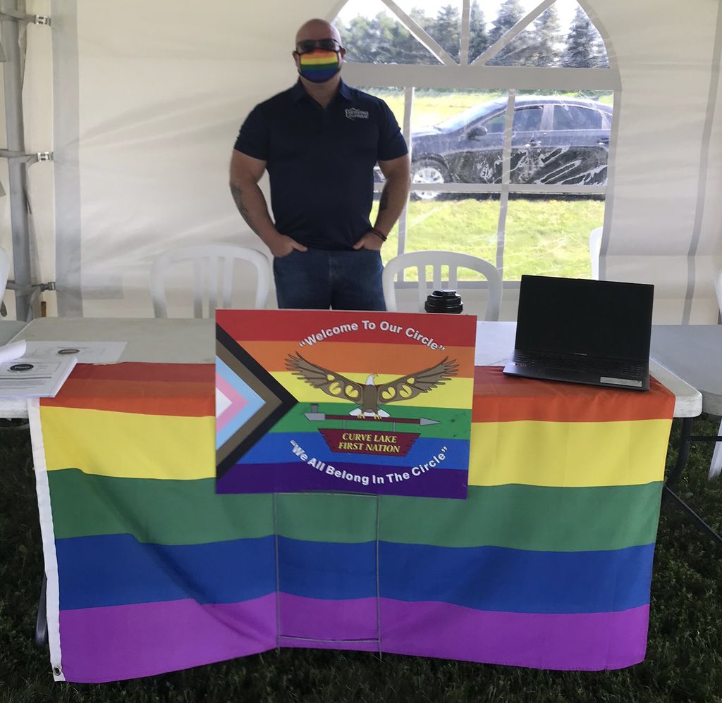 “Bring your whole self to work” was the message from <a href="/CudahyMatt/">Matt Cudahy 🇨🇦🏳️‍🌈 (he/him)</a> as he represented SWP and Pride in Corrections at todays employee &amp; community event at Central East Correctional Centre. <a href="/ONsafety/">Ministry of the Solicitor General</a> 

No doubt there is a big smile under that mask Matt! 😀 Way to go!