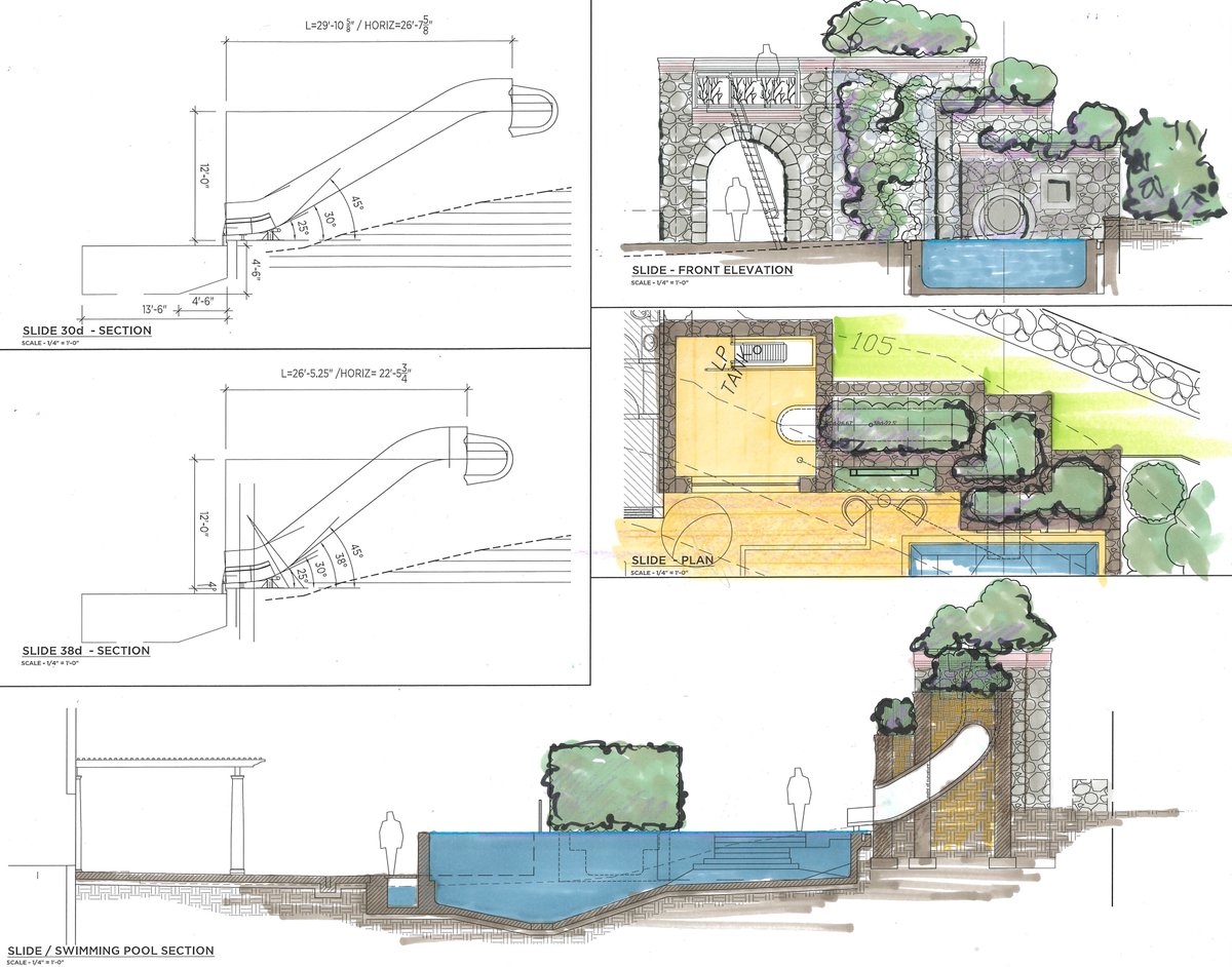 GranoffArch's tweet image. A pool slide study by the GA landscape architecture studio.

#landscapearchitecture #poolslides #sketching #handrender #landscapedesign #landscapearchitect #naturalenvironment