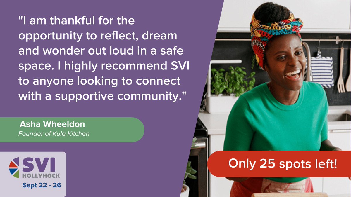 SVI_global's tweet photo. Gather with mission-driven #entrepreneurs to build relationships, problem-solve, and #innovate in a restorative natural setting.

Scholarships are available to support leaders from BIPOC communities and are offered on a rolling basis. 

Apply by Aug 25: https://t.co/LJ7GLP5Odt https://t.co/eHJjn3CSws