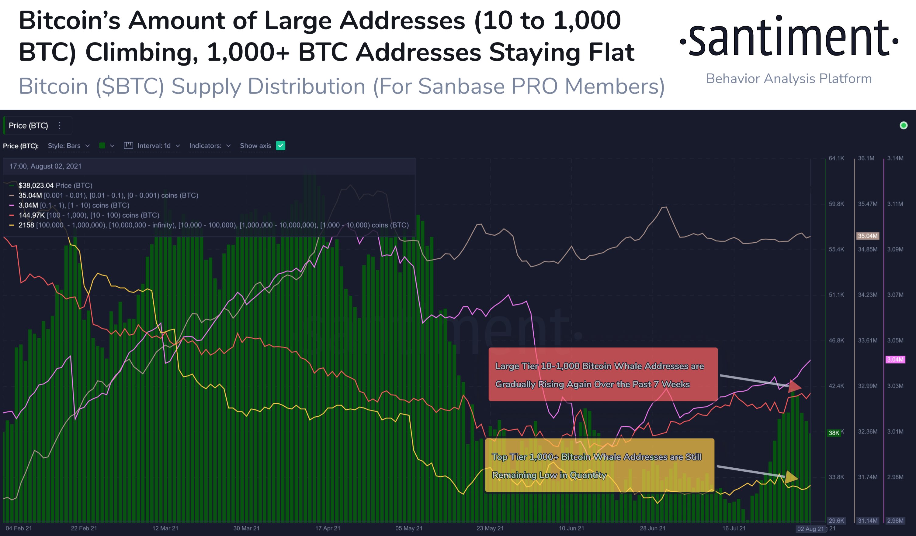 Redistribution of BTC supply, the number of coins in the hands of whales is increasing
