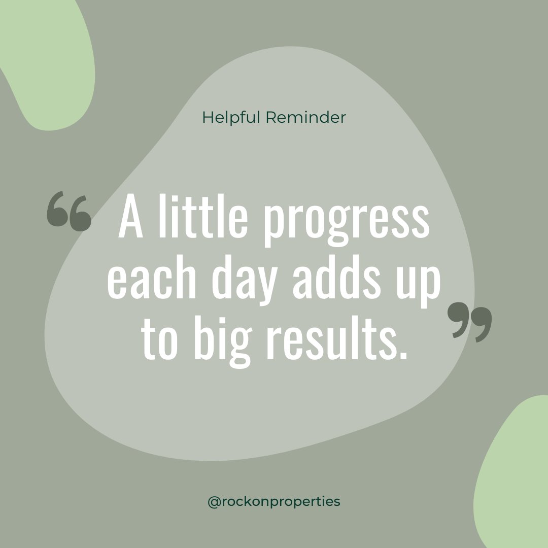 rockonproperty's tweet photo. Take it one day at a time and you'll have success. A little progress each day adds up to big results in the end, so don't give up!

Do you have a question about buying or selling a home? We can help! DM us!

#realestateinvestor #realestatelife #realestate #realestateinvesting https://t.co/TKgNg0afHX