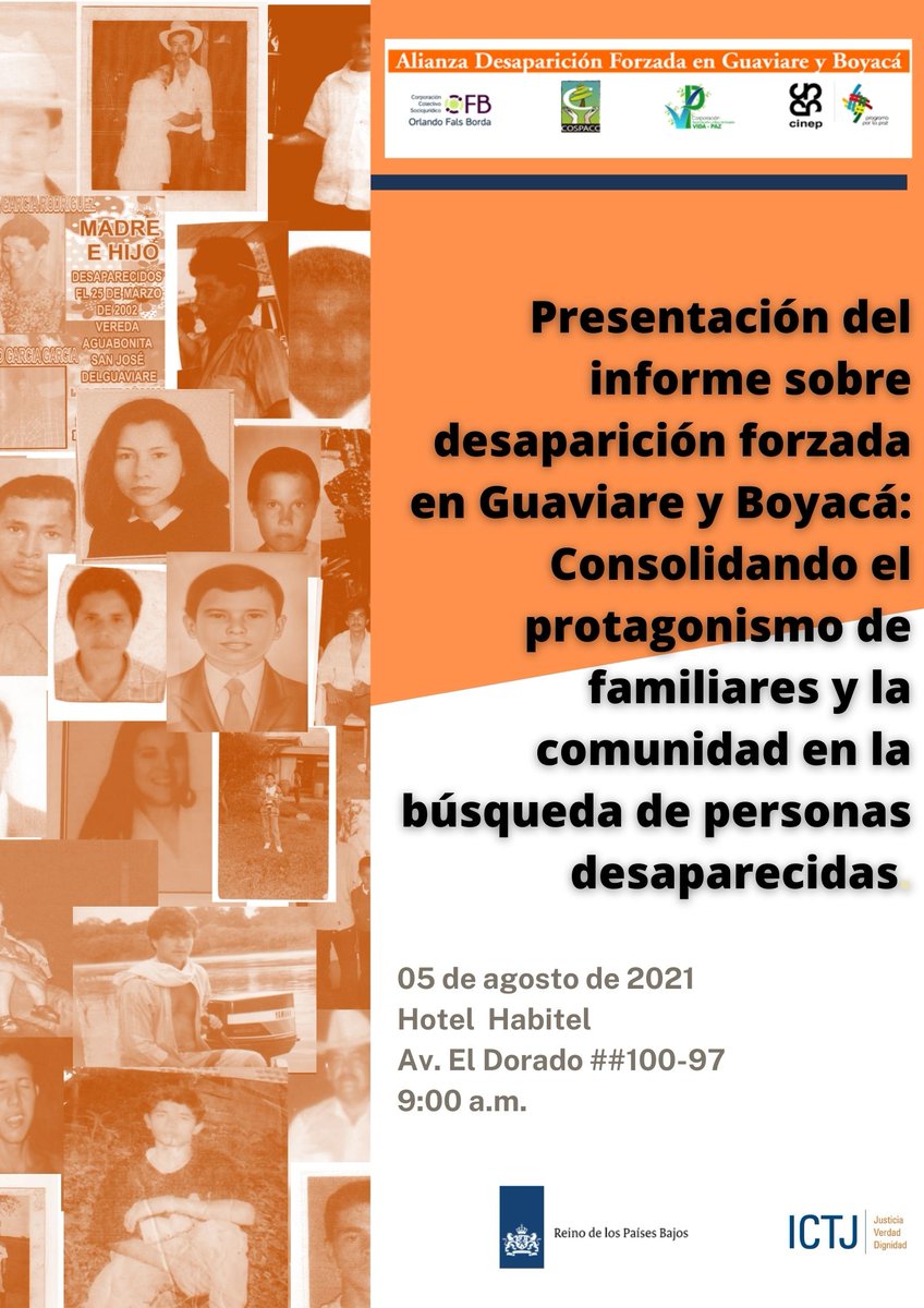 corporacion Vida Paz (@corpovidapaz) on Twitter photo <a href="/corpovidapaz/">corporacion Vida Paz</a> en alianza con el CINEP, COFB, ICTJ, Cospac y la financiación de los Países Bajos presenta el informe final con los resultados del trabajo de búsqueda de personas desaparecidas en el departamento del Guaviare. bit.ly/3jmWlLd <a href="/corpovidapaz/">corporacion Vida Paz</a> en alianza con el CINEP, COFB, ICTJ, Cospac y la financiación de los Países Bajos presenta el informe final con los resultados del trabajo de búsqueda de personas desaparecidas en el departamento del Guaviare. bit.ly/3jmWlLd