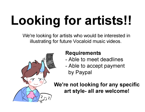 do YOU wanna draw for a vocaloid PV?? we (me and @VocaCircus) are looking for artists for future music videos!!
if youre interested fill out this form ➡️ https://t.co/3zbvktVNm9