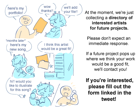 do YOU wanna draw for a vocaloid PV?? we (me and @VocaCircus) are looking for artists for future music videos!!
if youre interested fill out this form ➡️ https://t.co/3zbvktVNm9