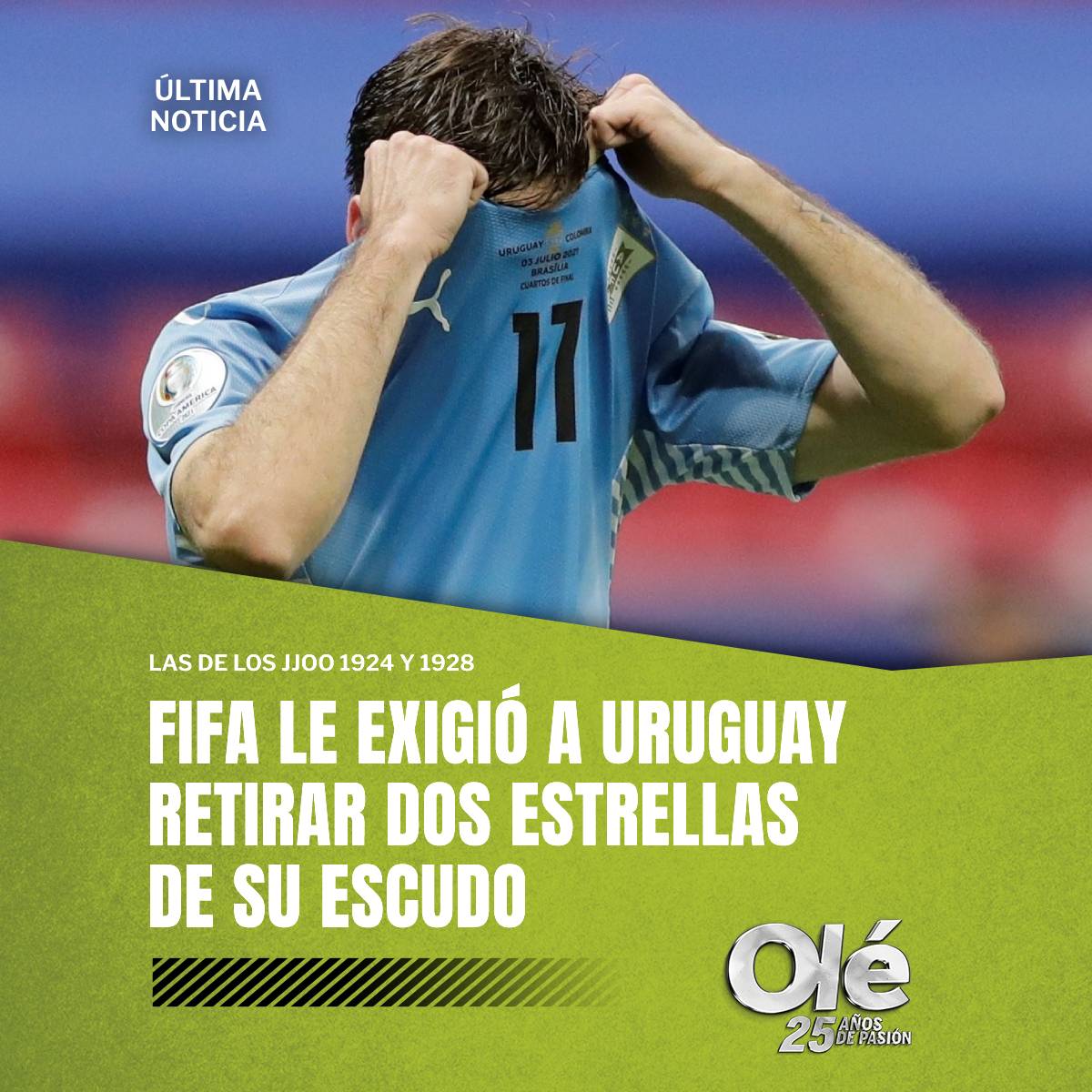Diario Olé on X: 4️⃣⭐ Uruguay tiene 4 estrellas en su escudo: 2 por los  Mundiales 1930 y 1950 y 2 por los JJOO que ganó en 1924 y 1928, que como