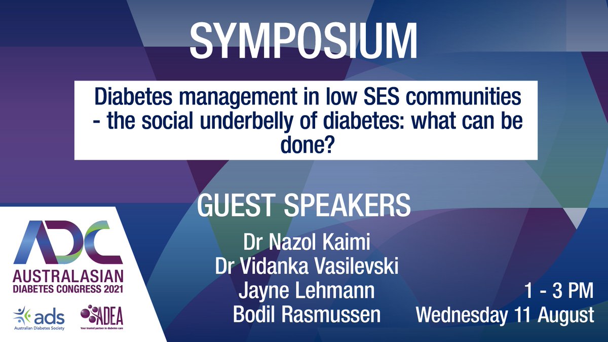 ADEA Symposium: Diabetes management in low SES Communities - the social underbelly of diabetes: what can be done?   

Buy your tickets to ADC now so that you don't miss out on this incredible symposium. diabetescongress.com.au