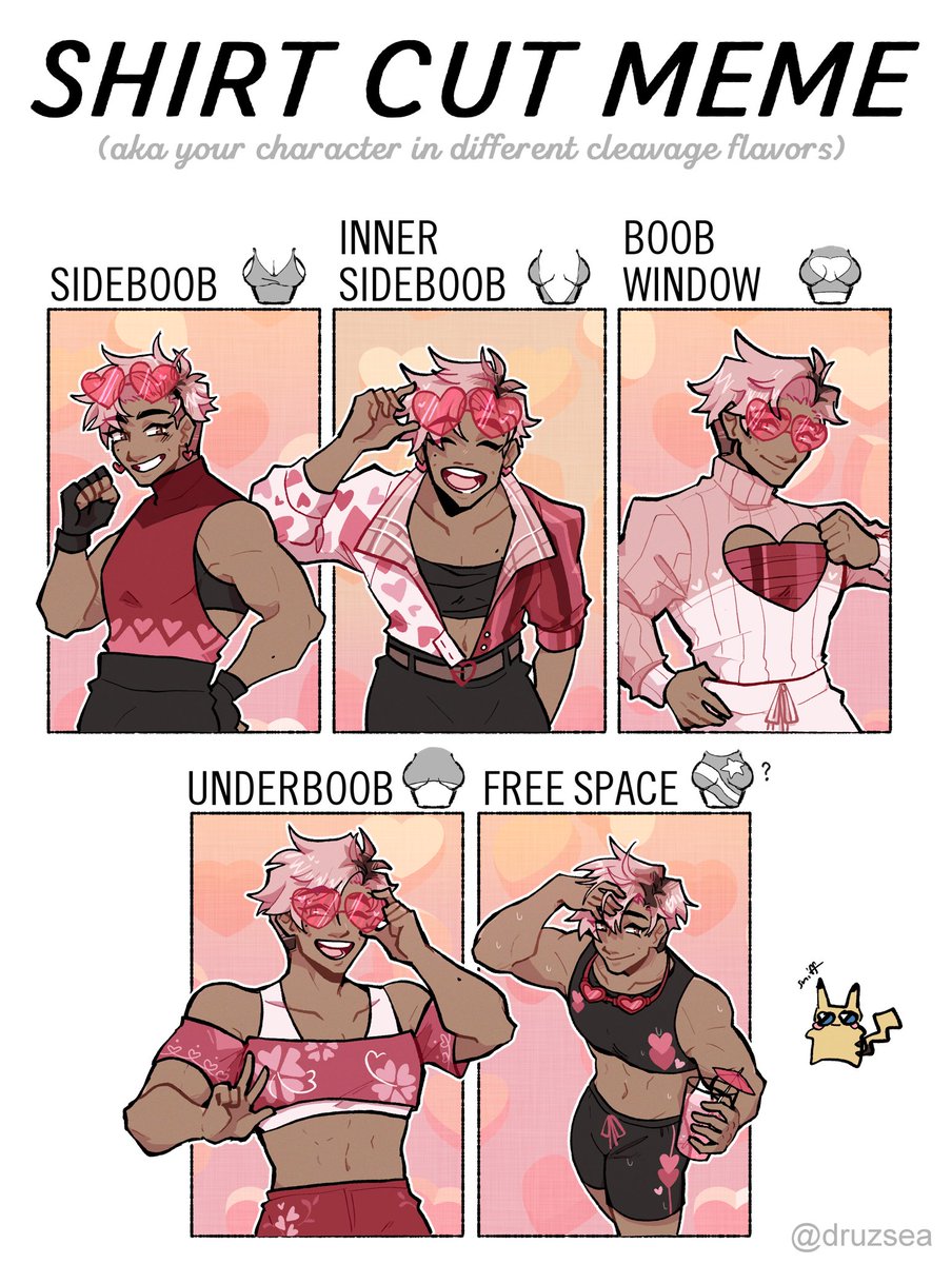 [oc] shirt cut meme with hart!! (He/him) 💕💖 