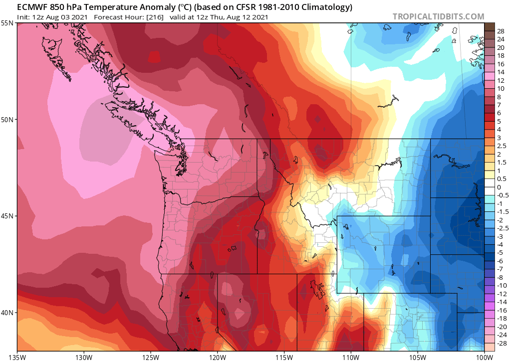 justinhobson85's tweet photo. 12z run of the ECMWF is trending hotter... #heatwave3 #BCwx #WAwx #ORwx https://t.co/kXwX5AHvWY