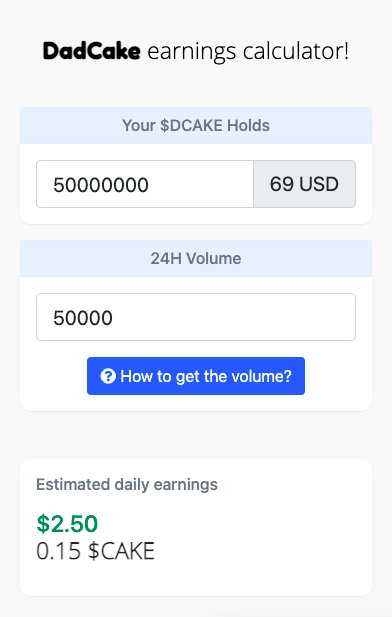 DadCake_BSC's tweet photo. We have added a cake rewards calculator in our dashboard 🔥🔥

#Cake #BSC #Memecoin #Meme #fairluanch #BUSD #BNB https://t.co/flryn7XFtW