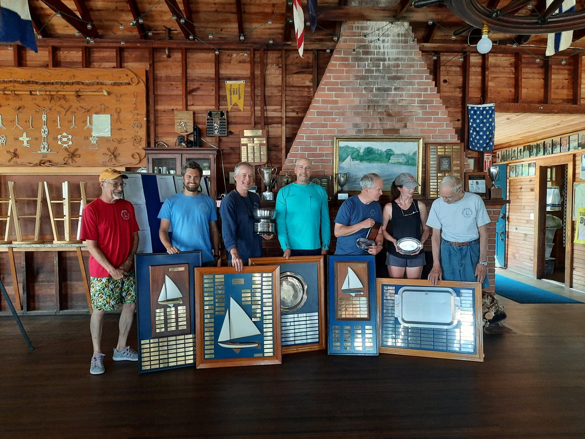 Happy to report my first complete victory, as skipper, in the 2021 Cape Cod Knockabout Regatta. Amazed to be on these storied trophies with all these great sailors.