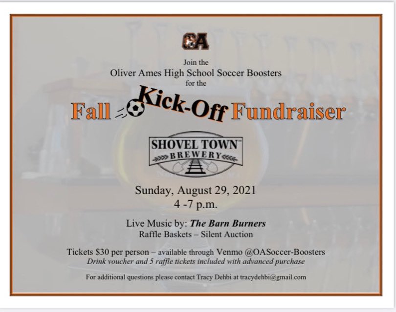 oahs_soccer's tweet photo. Tickets on sale now! $30 includes a drink ticket. If you purchase tix in advance you get 5 raffle tickets as well! Venmo for tix: @ OAsoccer-boosters #GOOA https://t.co/IZp69jNQco