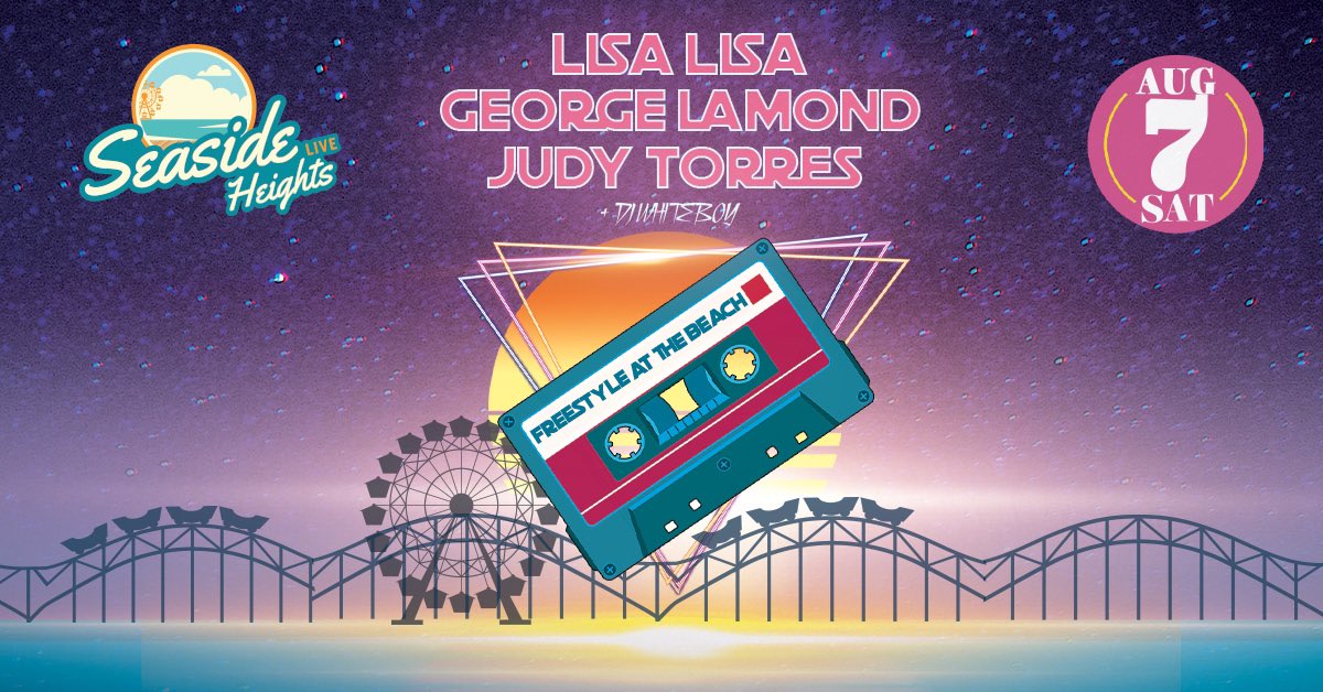 Don't miss Freestyle at The Beach with @LisaLisaLL77 + <a href="/GeorgeLaMond/">George LaMond</a> + Judy Torres in Seaside Heights, NJ Sat 8/7! Tix > bit.ly/FreestyleAtThe… / #freestyleatthebeach #freestyle #beach #lisalisa #georgelamond #judytorres #seasideheights #livemusic #concerts