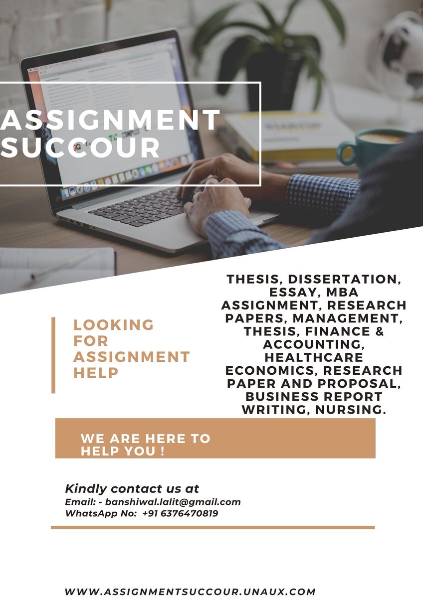 AssignmentSucco's tweet image. Assignment services
Thesis
Dissertation
Essay
MBA assignment
Research papers
Management
Dissertation
Finance & Economics,
Research paper
Business Report
Article
Blog writing
Law,
Humanities subjects
Science
Engineering
Nursing
Healthcare
WhatsApp No: - +91 6376470819