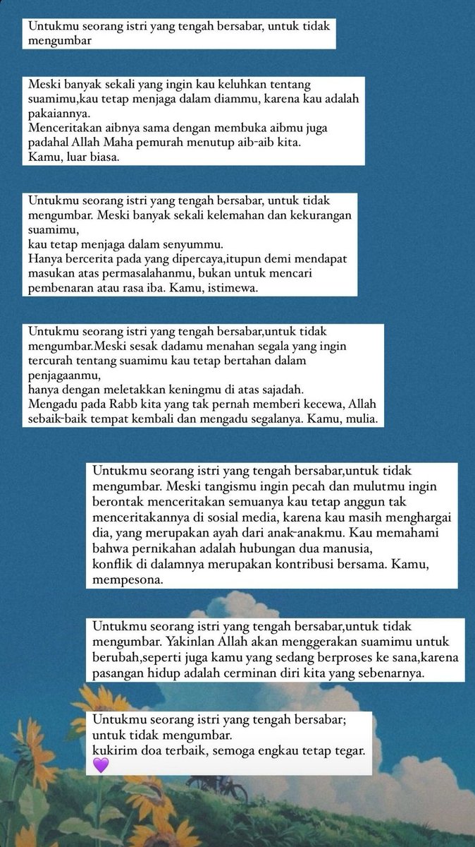 _lehaleha's tweet photo. So touched, i can't🥲 Semoga Allah mudahkan kita semua untuk menjadi istri yang shalihah ya, dan teman-teman semua yang insyaaAllah kelak Allah izinkan menjadi sebaik-baik istri yang shalihah❤

Tulisan fulanah, dan semoga Allah menjaganya dan keluarganya. https://t.co/C5HECq5kpv