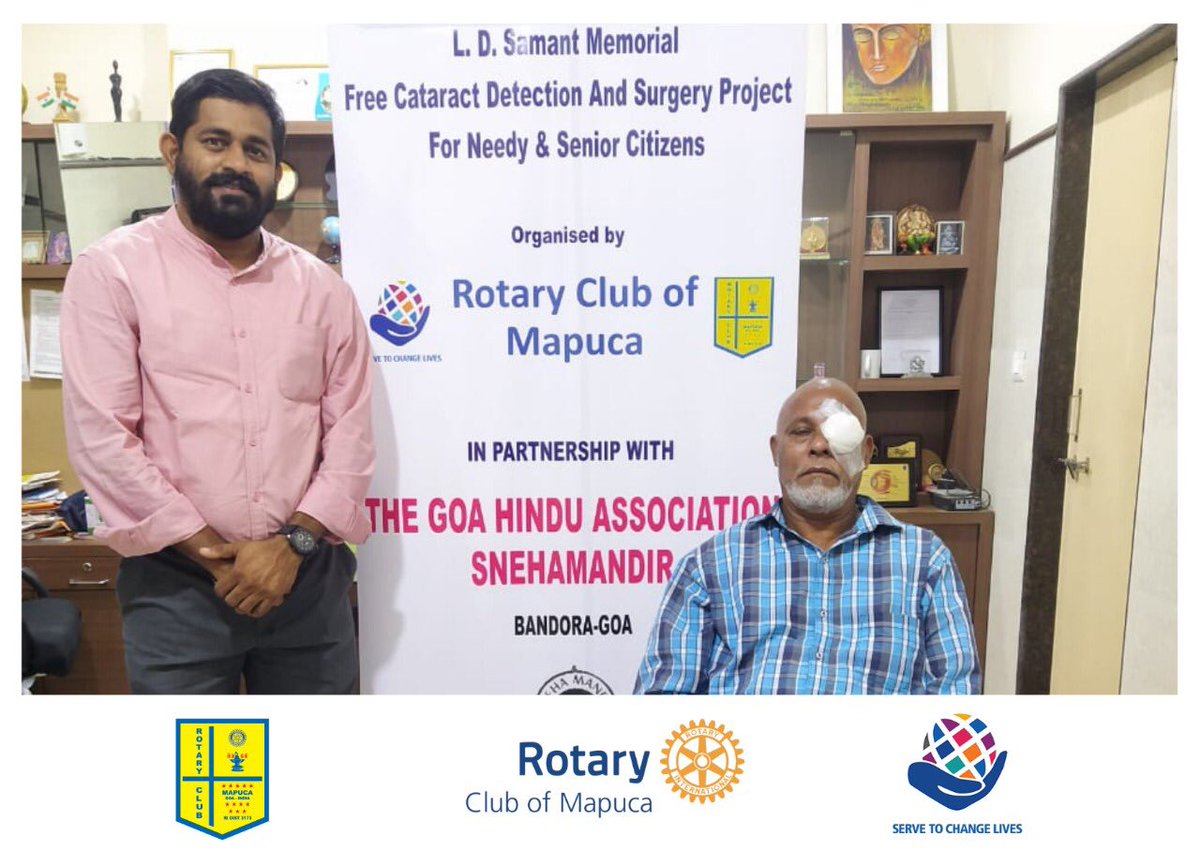 rcmapuca's tweet photo. Almost nothing needs to be said when you have eyes
As our Permanent Initiative, our Club conducted two more Cataract surgeries of the year in partnership with The Goa Hindu Association, SnahaMandir.
#rotarymapuca #rotaryinternational #serviceaboveself #peopleofaction #Cataracts https://t.co/30cBhC5seP