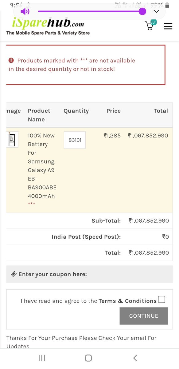 iamdevbrat's tweet photo. @ISparehub I just want to buy samsung galaxy A9 original battery..
but battery costs more than 10x my mobile https://t.co/5P6libJYuP
