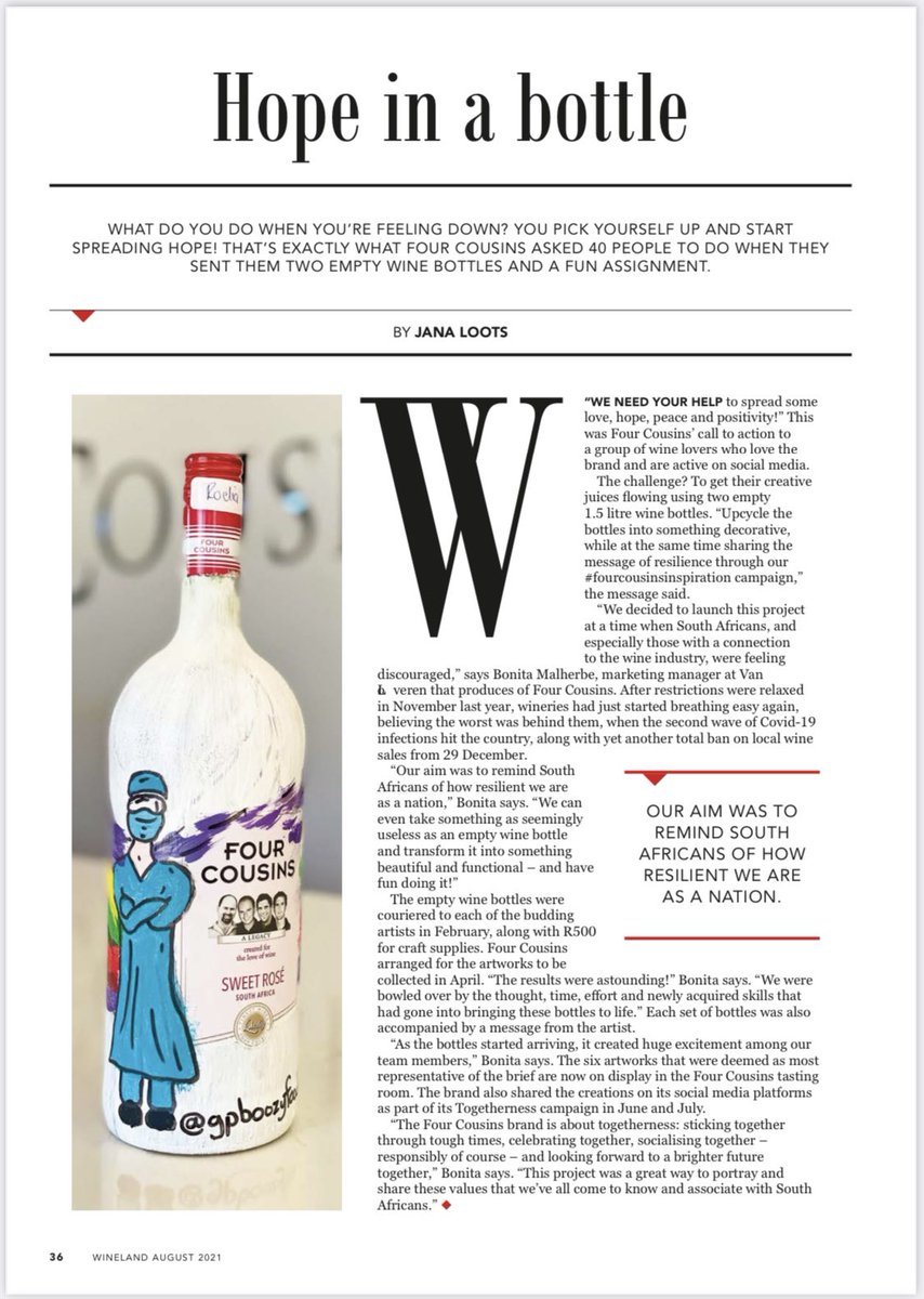 Lloydi_Boy's tweet photo. So we did a thing 💪🏼🍷🇿🇦 thanks #WinelandMagazine for the @vanloverenwines #FourCousinsInspiration feature in the new August issue alongside @Boozy_Foodie @itsfooodooo & @isavanzyl https://t.co/AgCH76Cusk