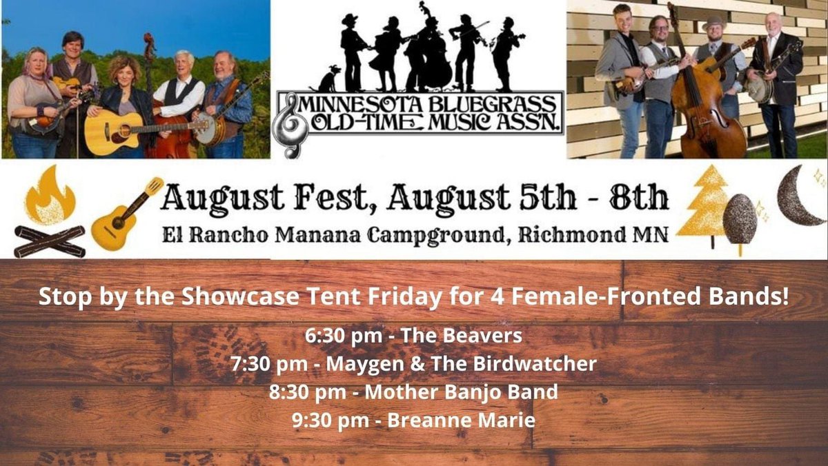 So excited for the <a href="/mnbluegrass/">Minnesota Bluegrass</a> fest this weekend! In addition to all the great bands gracing the main stage, there's going to be some really great programming at the Showcase Tent, including this all-female lineup as part of the Friday night Underground Showcase! 🪕🎶🎻