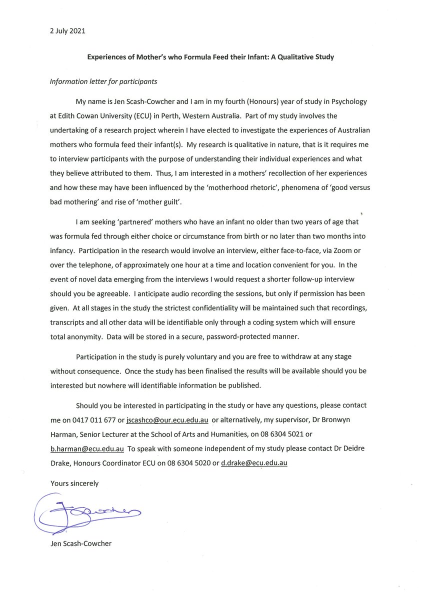 DrBron's tweet image. My Honours student *desperately* needs participants for her research. Seeking Australian partnered mothers with an infant 2yo or younger, who #formula fed baby from two months old or sooner. Please see attached. RT most appreciated.