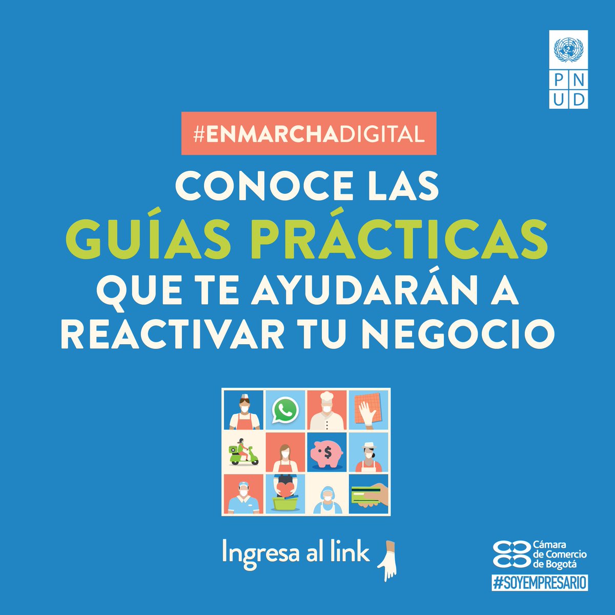 camaracomerbog's tweet photo. Descubre nuevas formas de llegar a tu clientela a través de herramientas digitales que estimulen la generación de ingresos y conduzcan a tu reactivación económica. Junto con el @PnudColombia traemos estas guías para que te pongas en #MarchaDigital https://t.co/o2Vxp3qdkR https://t.co/MhTcK1X53v