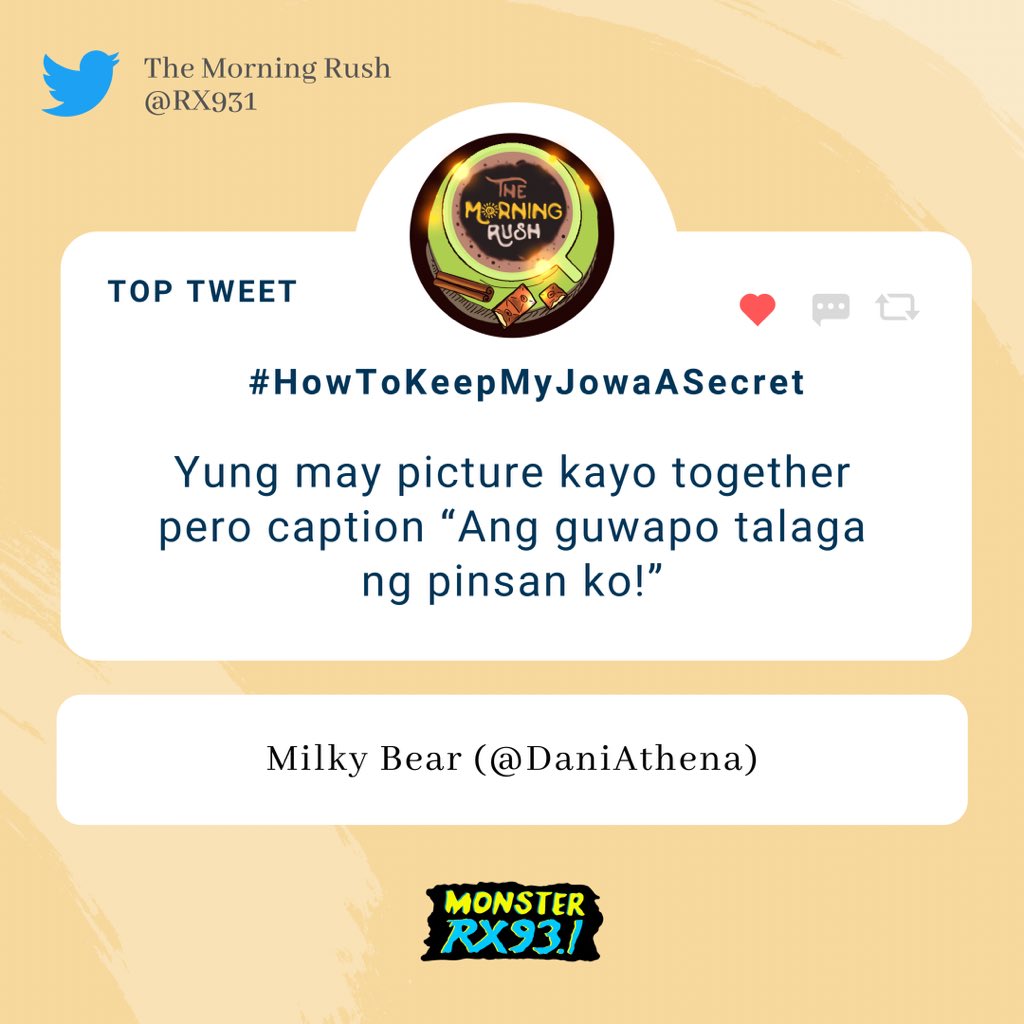 RX931's tweet photo. #HowToKeepMyJowaASecret from @DaniAthena #TheMorningRush https://t.co/iWd7lEW830