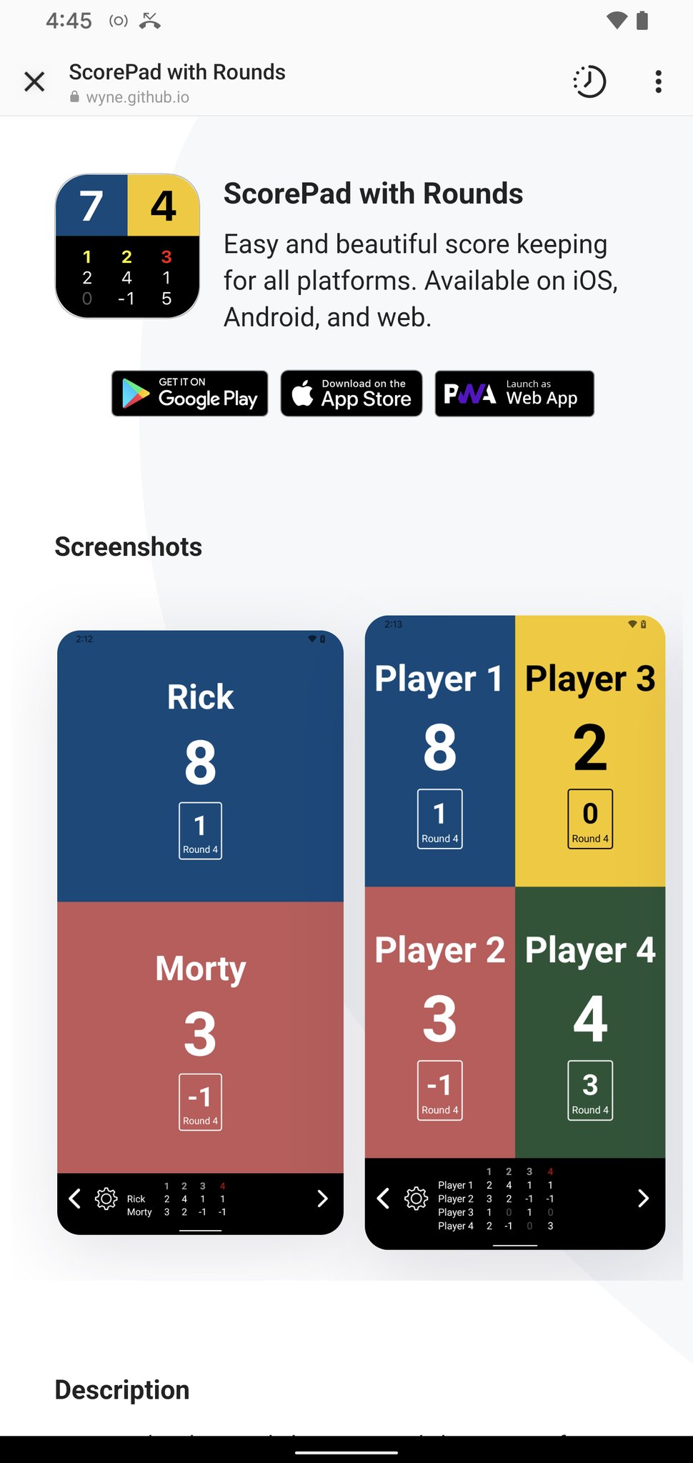 Justin Wyne on Twitter: "I published my first app! https://t.co/9VJ4td1c4L  It's a simple score keeping app. Great for card games and board games.  Free, no ads, cross platform. Works anywhere you can
