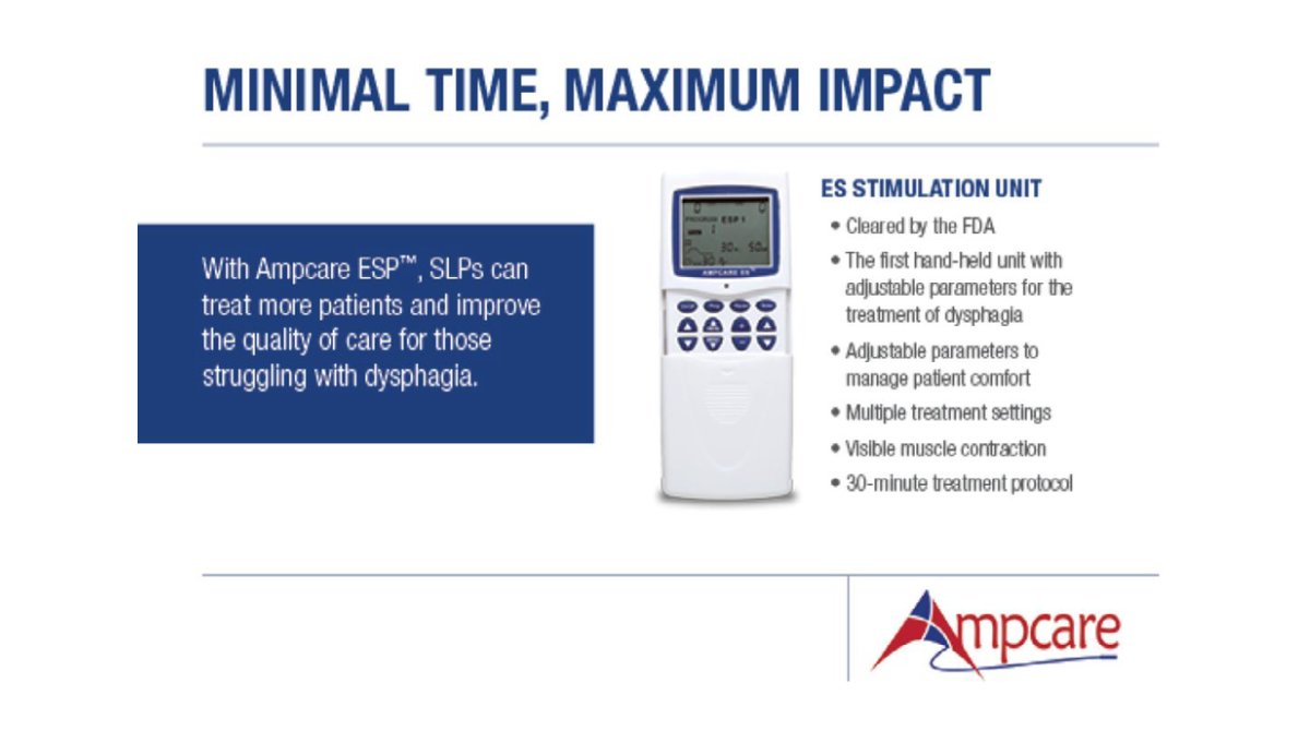 Speechforthewin (@speechforthewin) on Twitter photo #ASHA #slps #medslp <a href="/Ampcare/">Ampcare, LLC</a> Learn more how Ampcare ESP can treat more patients and improve the quality of care for those struggling with #dysphagia
swallowtherapy.com #ASHA #slps #medslp <a href="/Ampcare/">Ampcare, LLC</a> Learn more how Ampcare ESP can treat more patients and improve the quality of care for those struggling with #dysphagia
swallowtherapy.com
