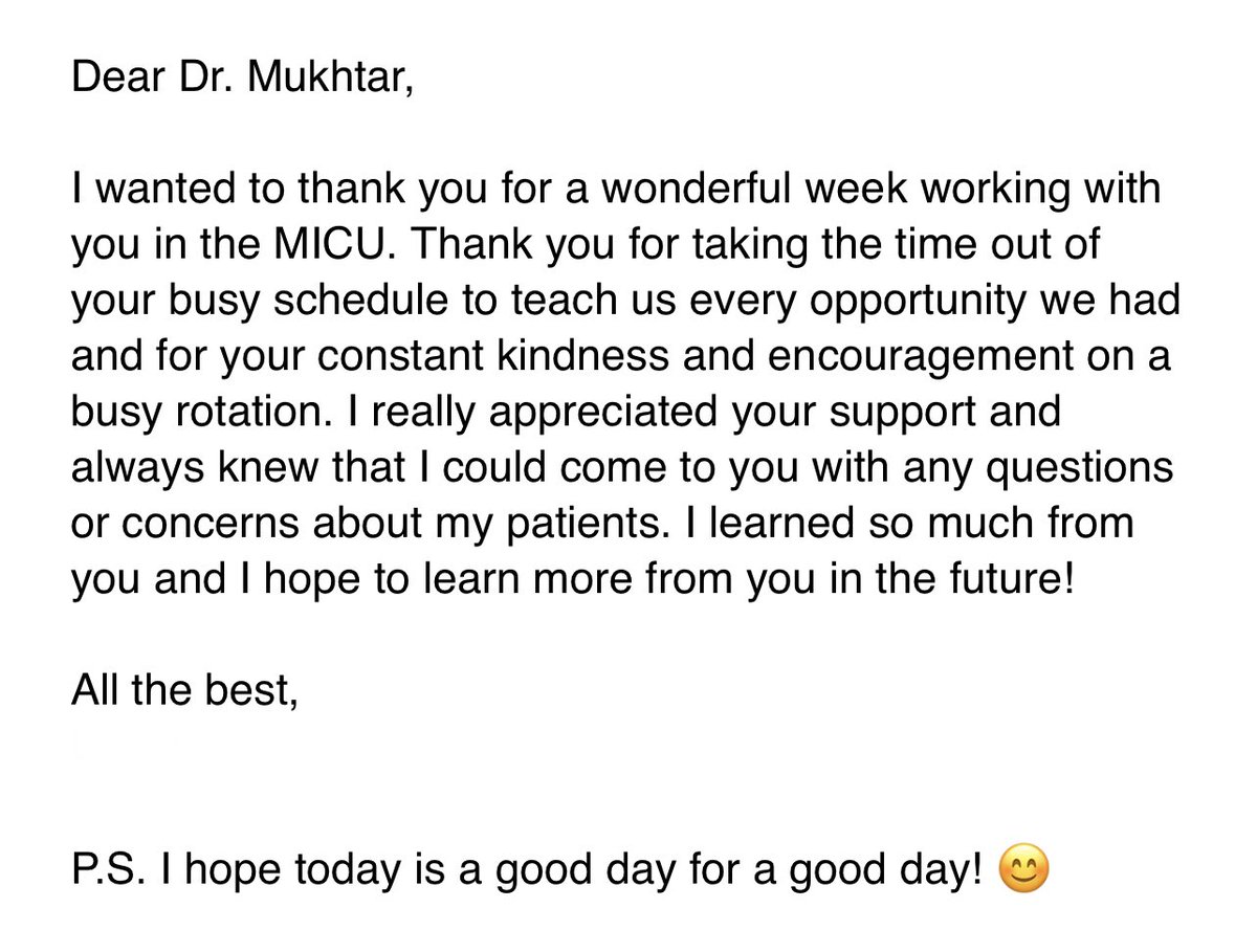 osamame's tweet photo. This email made my day a “good day” after two months of busy MICU rotations. I had the best MICU team 😊P.S. Every day is a good day in MICU. https://t.co/7BzI3ttMAa