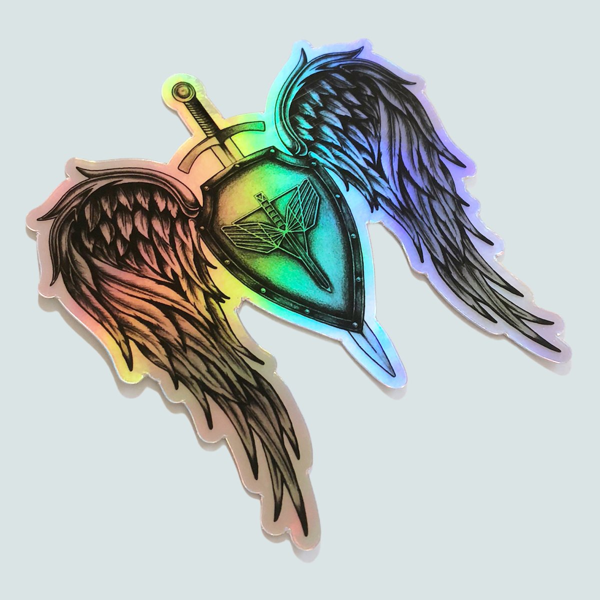 kindnessuntamed's tweet photo. GIVEAWAY: Angel's Shield REALISTIC version stickers from a tattoo design commissioned by @OwlsShadow  RT &amp; comment below which one you like more - I'll pick a winner Friday! You can get them here: https://t.co/IEdG8n3Jo1
And thank u Jackie for letting me share this w/Earpers! https://t.co/hSStmhC8ol