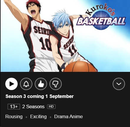 KUROKO NO BASKET 3ª TEMPORADA  QUANDO CHEGA NA NETFLIX? 