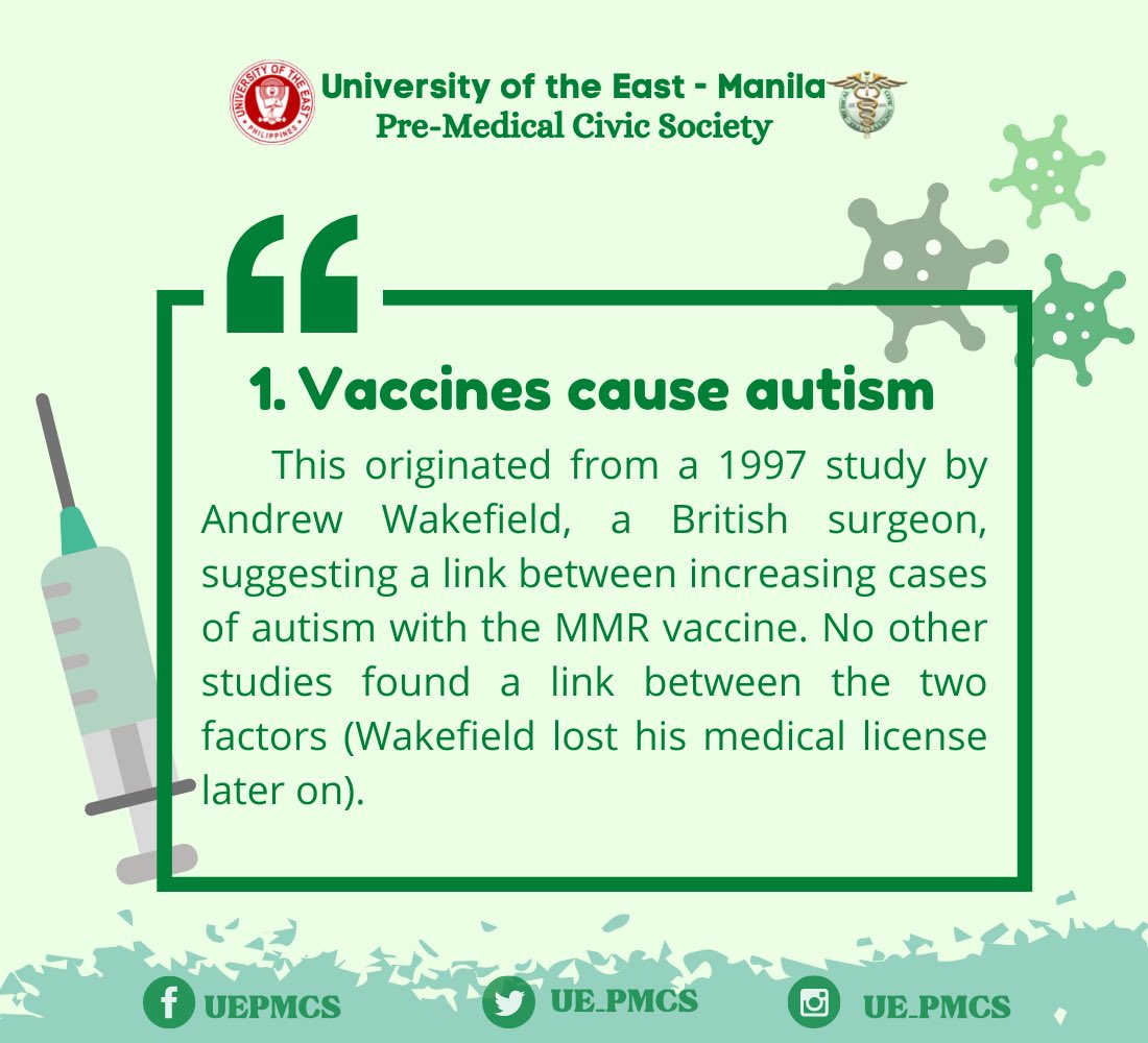 UE_PMCS's tweet photo. Good day fellow warriors.
Here are some vaccine misconceptions that we always heard and read online. We did fact-checking for you not to be anxious about getting a vaccine. So what are you waiting for? Get vaccinated now!
#magpaBakunaka
#UEPMCS
#HaynayanSaSilangan https://t.co/sRmBBgIOMW