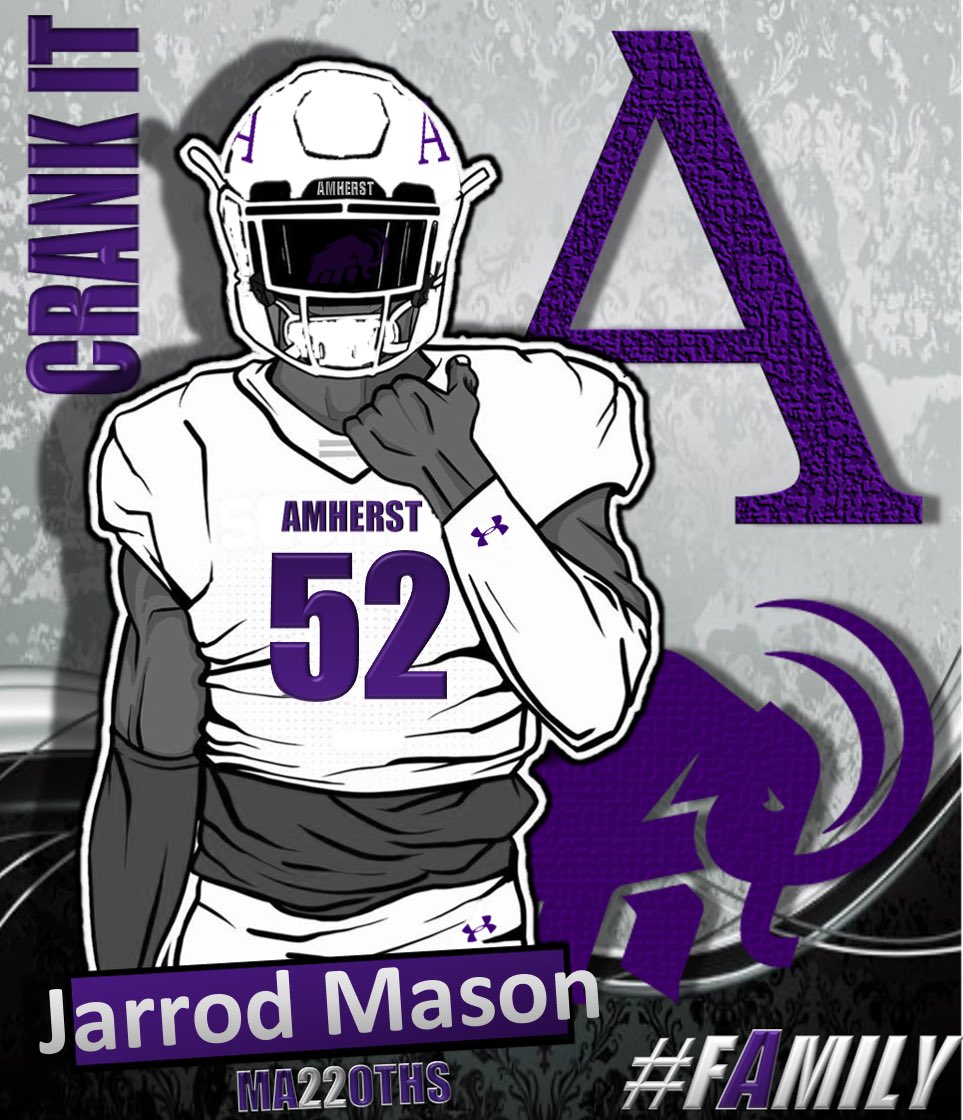 Andre03Mason's tweet photo. After an awesome conversation with @CoachEJMills, I am excited to announce that I have received an offer from Amherst College @AmherstCollFB @coachbanks9 @HoughFB @HOLD2017. https://t.co/3oshVErqX2