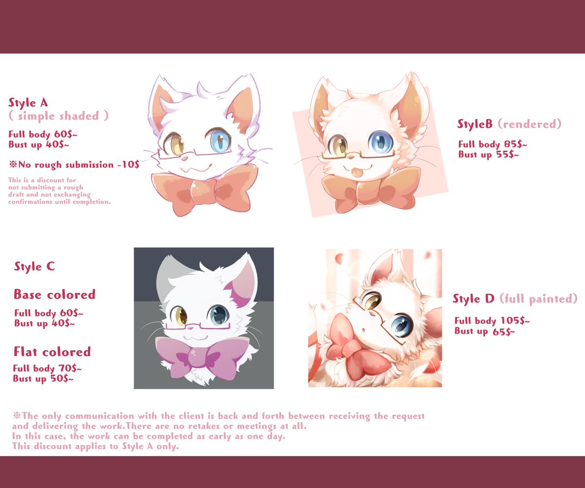 Commission sheets
