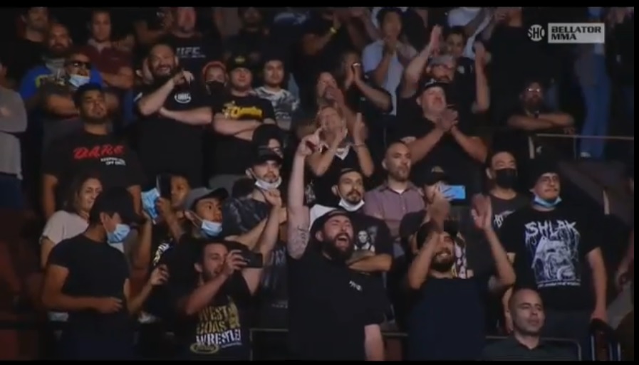 PaulE (@paulepeso) on Twitter photo Anybody else see the guy in the #Shlak shirt after the Bellator main event on Saturday? Dude was probably a <a href="/GCWrestling_/">GameChangerWrestling</a> plant. Anybody else see the guy in the #Shlak shirt after the Bellator main event on Saturday? Dude was probably a <a href="/GCWrestling_/">GameChangerWrestling</a> plant.