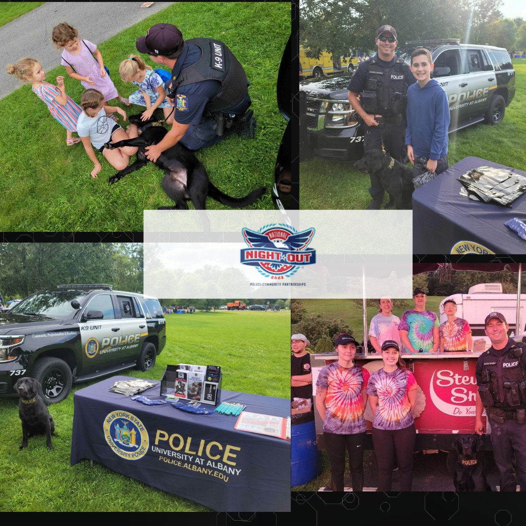 UAlbanyUPD's tweet photo. Thank you all for coming out and having a great time enjoying #NationalNightOut at Tawasentha Park with Boomer! 
#UPDintheCommunity #K9Boomer https://t.co/DPFnMoKda7
