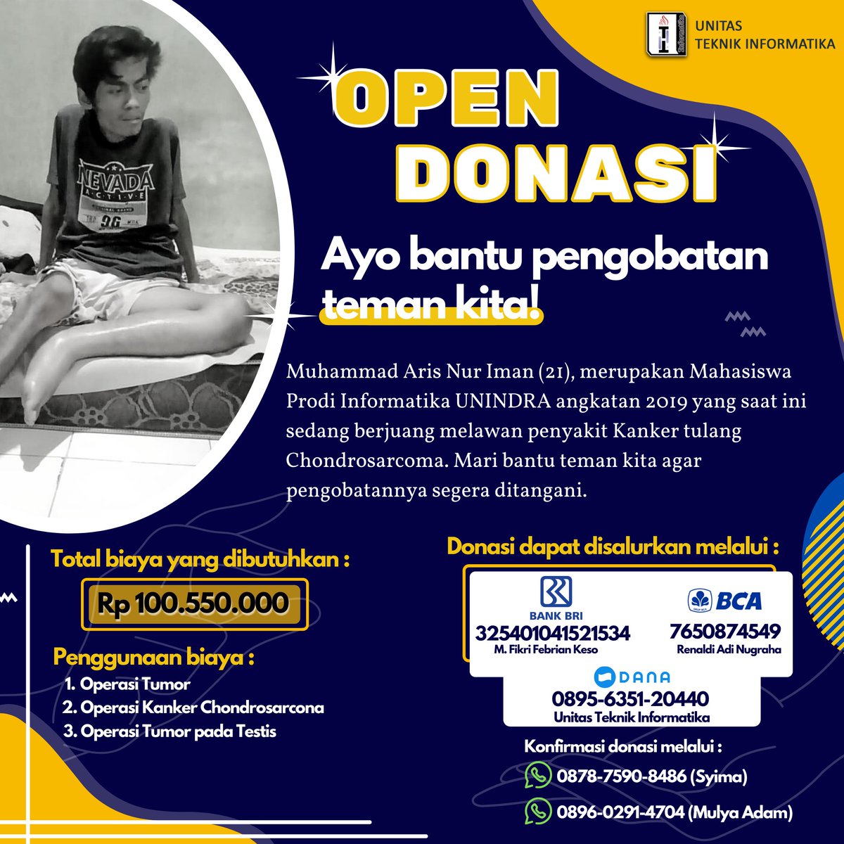 [Open Donasi] 
Yukk berbagi kepada sesama
Uluran tangan &amp; bantuanMu sangat penting bagi mereka yg membutuh kan 🙏😇
Terima kasih Orang Baik !
#Donasi #berbagikepadasesama #berbagi #unitasti