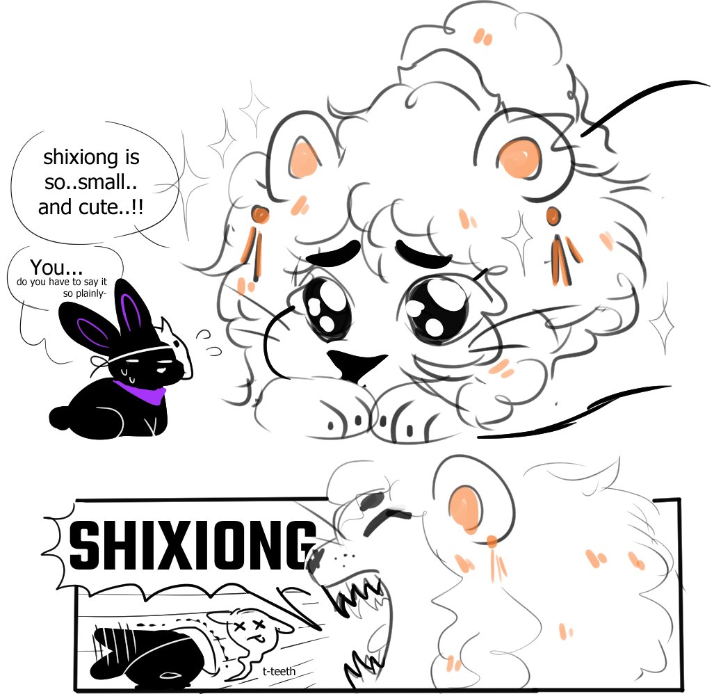 bingheluvr69's tweet photo. a brief interlude from sv furries to bring you quanyin animals (qyz lion/yy bunny) https://t.co/TvKFPDVJ8m