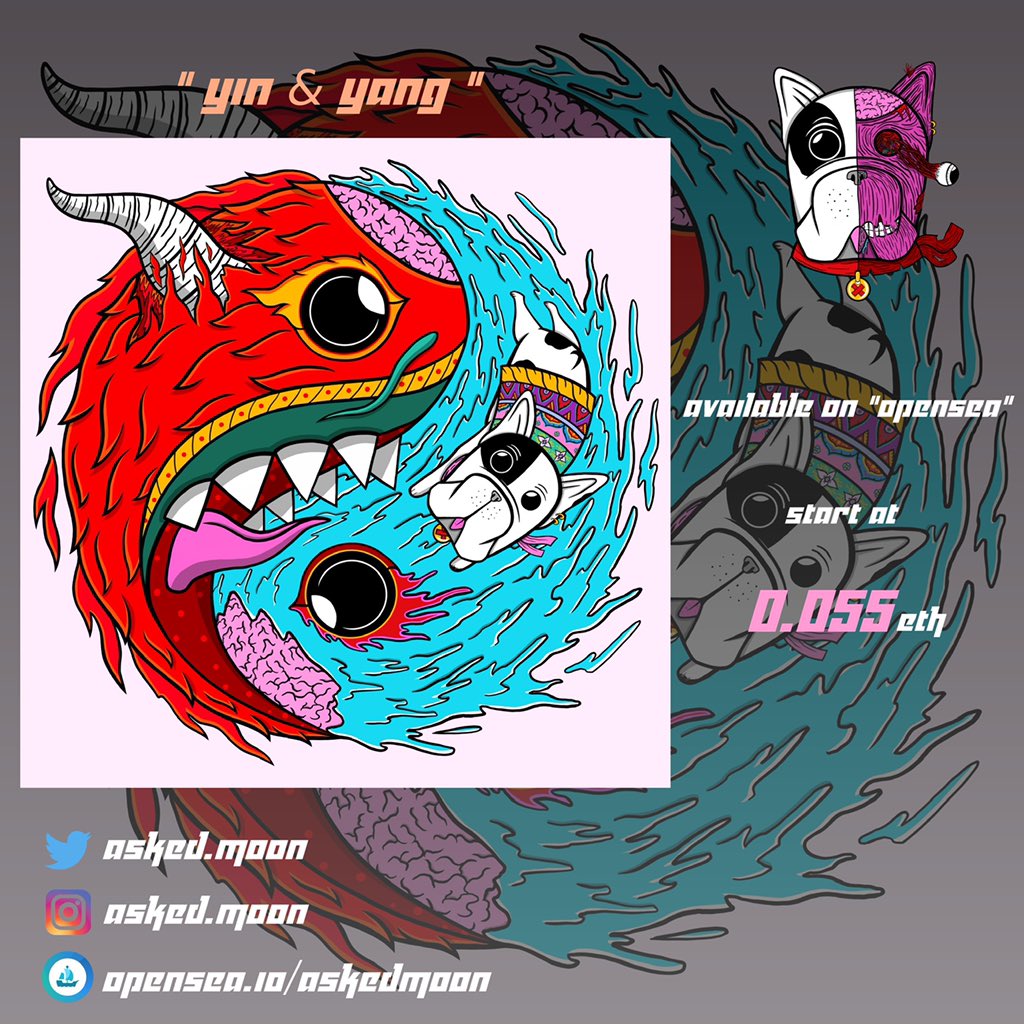 askedmoon1's tweet photo. Hi, I’m “asked.moon” or “moon”. 
This work is “Yin &amp; Yang”(Fire &amp; Water). I’m created from original “Yin &amp; Yang”

#OpenSeaNFT #opensea #NFTCommunity #NFTdrop #nftcollectors #NFTartist  #NFTs  #NFTTHAILAND #NFTdrops #NFTART #NFT #digitalart #askedmoon https://t.co/qjBdLoheO9