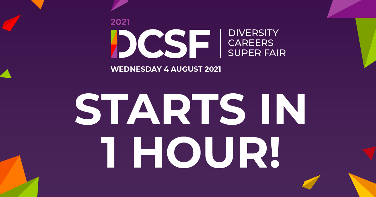 The Diversity Careers Super Fair starts in 1 hour! Log in now and get ready to meet top employers wanting to hire YOU! 👇

bit.ly/3751qSK

#dcsf #virtualcareersfair