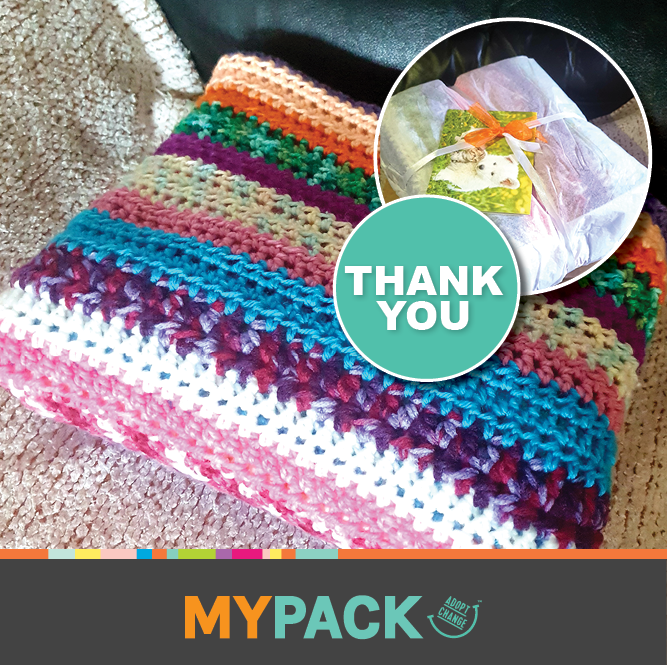 “When you share my blanket please let the child who receives it know that every stitch of the blanket was made with them in mind and that this blanket is filled with love to keep them warm and safe.” The blanket will be placed in one of our #Mypacks #community #handmade