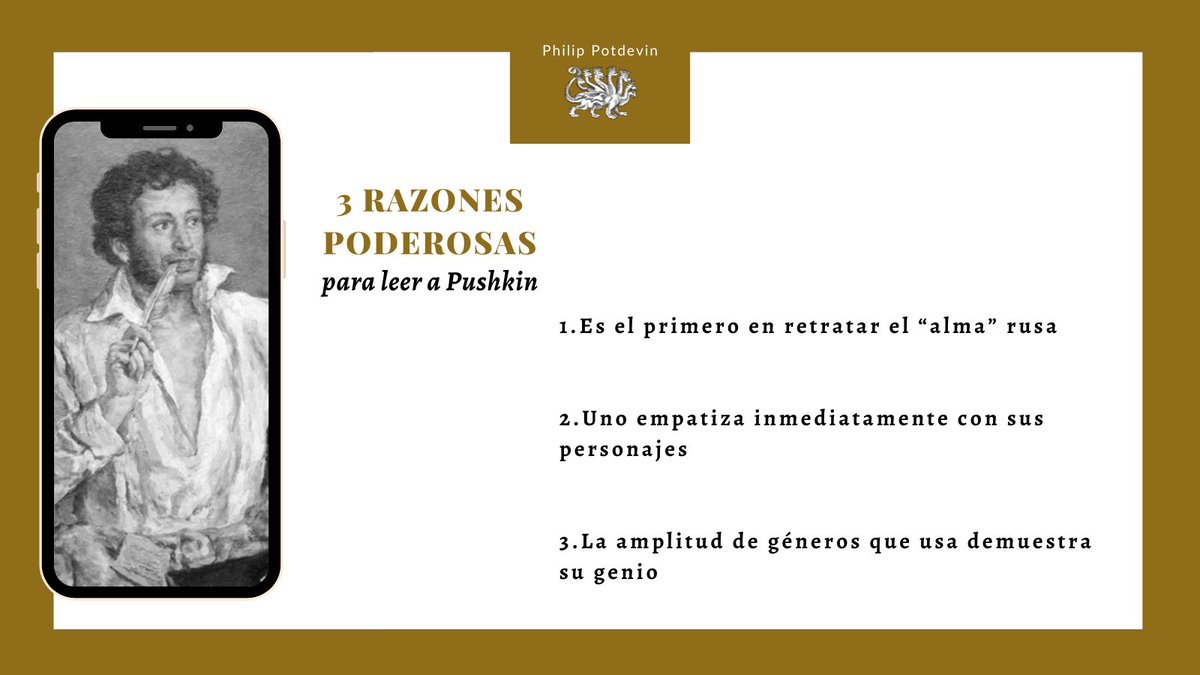 PhilipPotdevin's tweet photo. Martes de #RazonesPoderosas para leer a #Pushkin. #literaturarusa #personajesliterarios #escritoresrusos https://t.co/ffyRqLPWck