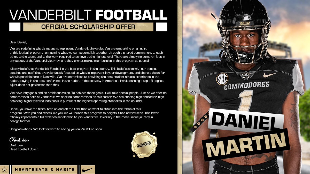 Mr_DanielMartin's tweet image. I appreciate the staff at Vanderbilt for my OFFICIAL paperwork and getting to know ME on and off the field. 
#FirstCla22⚓️⬇️
@Coach_Lea @CoachGVDixon @CoachJ_Egorugwu @jovanhaye @coach_norv @bartonsimmons @3DMocha @MariettaFB