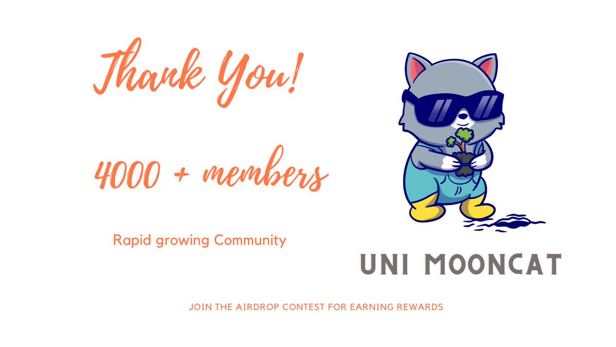 Congratulations for the strong followers. We are growing fast #unimooncattoken . 

🚨 Stayed tuned for more exciting Rewards!! 🚨

Visit gleam.io/2Jl7A/unimoon-… 

#StonerCats #unimooncat #NFTs #Binance #Airdrops