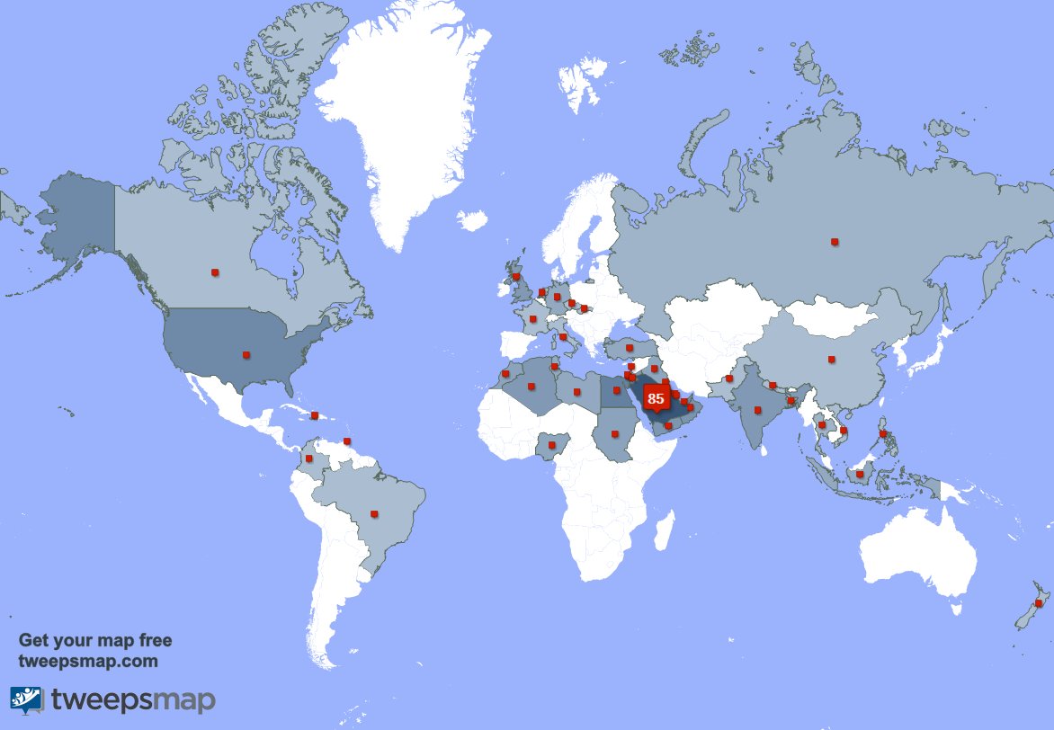 I have 15 new followers from Saudi Arabia, and more last week. See tweepsmap.com/!amaalymc