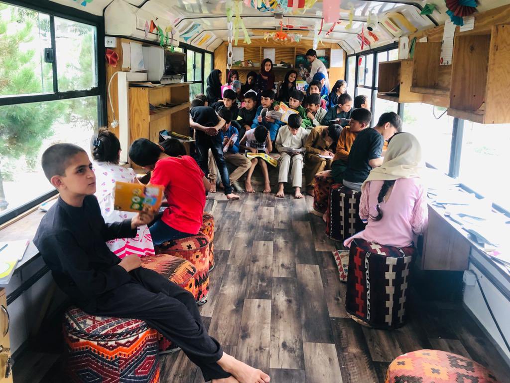 Children must be taught how to think, not what to think. These children are future educators, artists, and healers of Afghanistan and we are so proud of each and every child who steps onto a Charmaghz bus. 🚌 📚 🧠💜 #childrenarethefuture #librariestransform #afghanistan