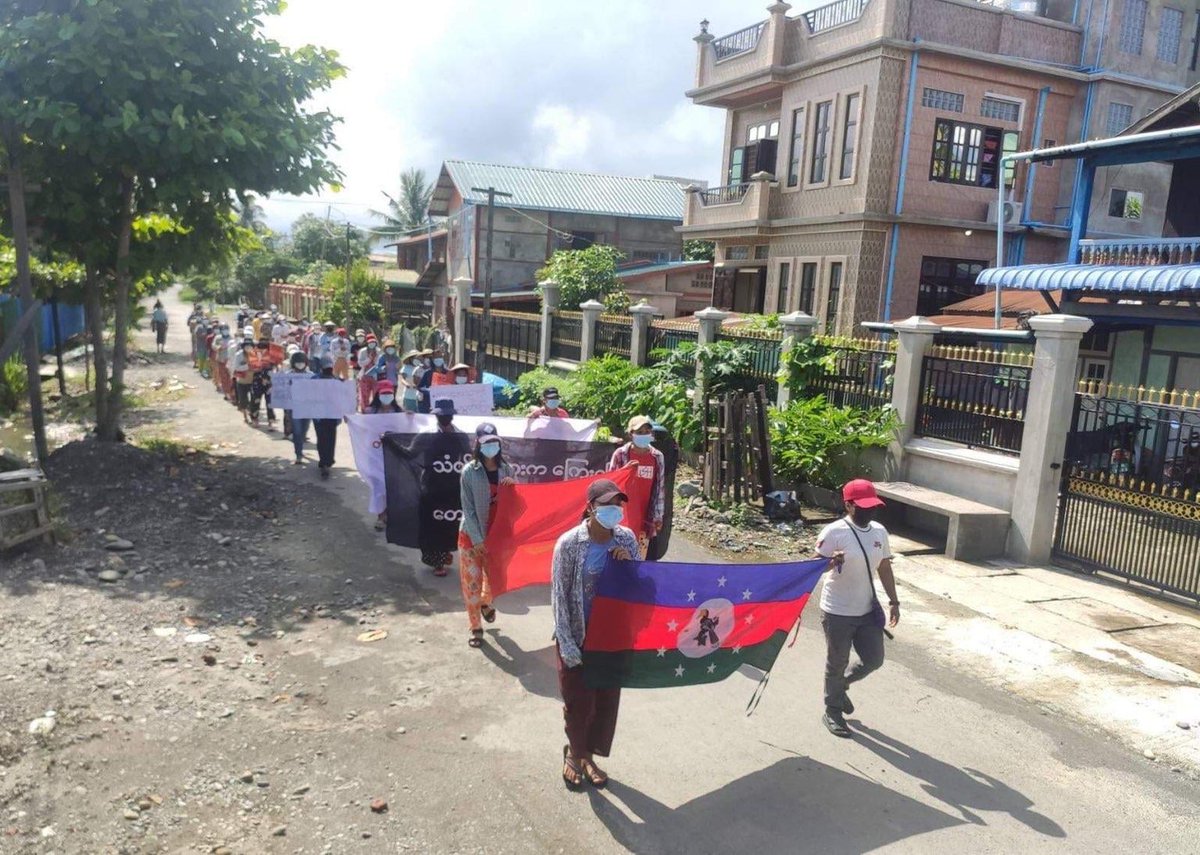 Myanmar_Now_Eng's tweet photo. Despite Myanmar military junta's repeated attempts to crack down on anti-coup protests, residents of Kale, Sagaing, came out to march today (Aug 4). 

Photos: CJ

#WhatsHappeningInMyanmar https://t.co/joWAPsk8pz