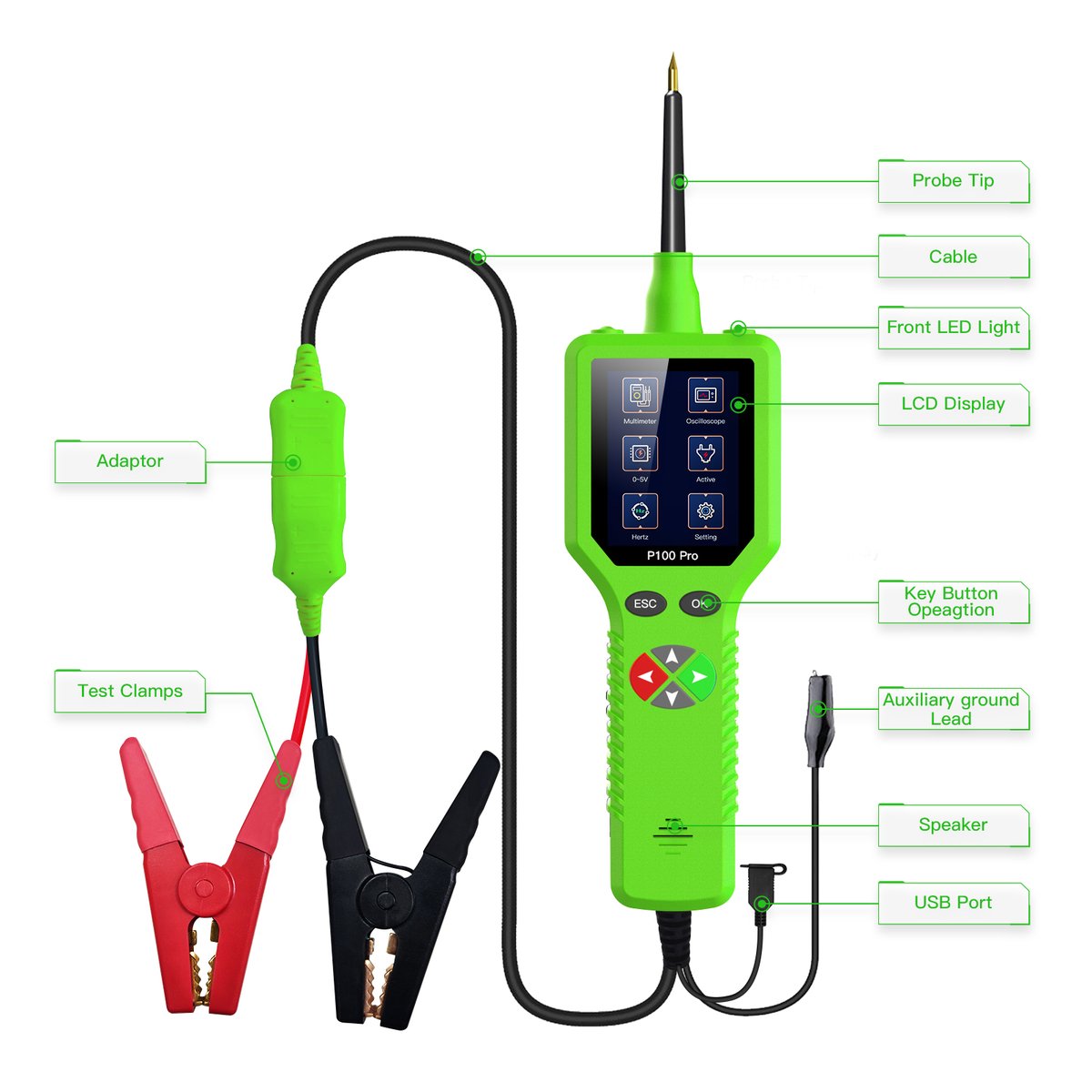 jdiag1's tweet photo. P100Pro(1)
Function：
1、Intelligent identification of voltage/resistance
2、Multimeter mode (measure voltage, resistance, diode, continuity )
3、Oscilloscope function
4、Activation of vehicle components
5、0-5V adjustable power supply
6、frequency
7、Network online free upgrade https://t.co/h8ub2j90m2