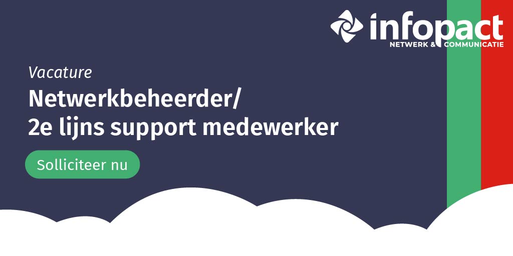 𝗩𝗮𝗰𝗮𝘁𝘂𝗿𝗲! Word jij blij van diverse operating systems (CentOS, Debian, Windows Server), MySQL, PHP en webhosting control panels (Plesk, DirectAdmin)? En ben je op zoek naar een nieuwe uitdaging?

Bekijk dan de #vacature hier en solliciteer snel!
✔️ infopact.nl/vacatures/