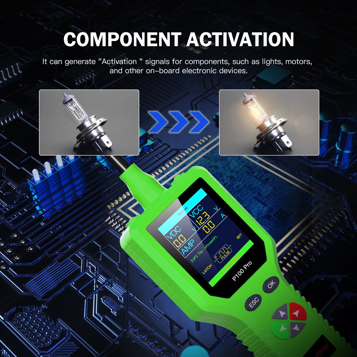 jdiag1's tweet photo. P100Pro(2)
1、External power supply: 12V or 24V powered by battery 
2、Minimum -Maximum working voltage: 9V-30V 
3、easuring voltage: 0.1V-100V
4、Resistance measurement range:1 ohm~200K ohm 
5、Active Current measuring range: 0~18A 
6、Maximum continuous current: 18A https://t.co/LFwjQ5JpeQ